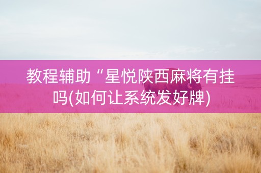 教程辅助“星悦陕西麻将有挂吗(如何让系统发好牌)
