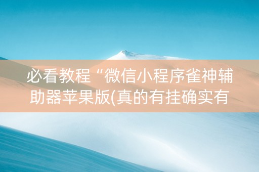 必看教程“微信小程序雀神辅助器苹果版(真的有挂确实有挂)