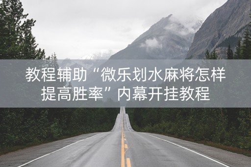 教程辅助“微乐划水麻将怎样提高胜率”内幕开挂教程