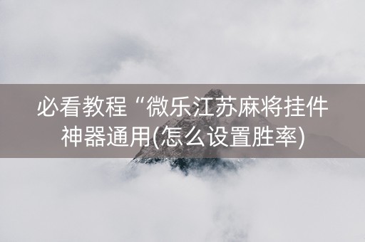 必看教程“微乐江苏麻将挂件神器通用(怎么设置胜率)