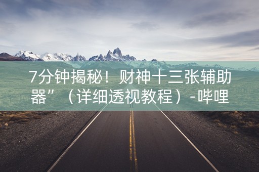 7分钟揭秘！财神十三张辅助器”（详细透视教程）-哔哩哔哩