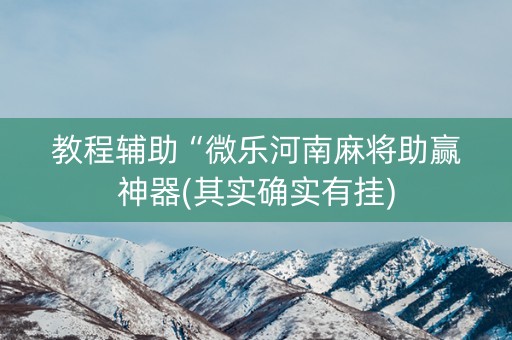 教程辅助“微乐河南麻将助赢神器(其实确实有挂)
