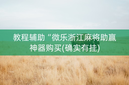 教程辅助“微乐浙江麻将助赢神器购买(确实有挂)
