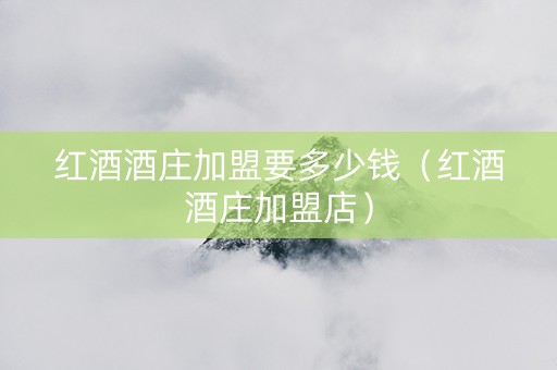 红酒酒庄加盟要多少钱（红酒酒庄加盟店）