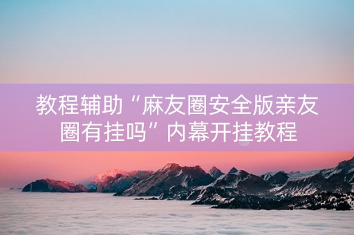 教程辅助“麻友圈安全版亲友圈有挂吗”内幕开挂教程