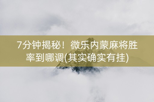 7分钟揭秘！微乐内蒙麻将胜率到哪调(其实确实有挂)