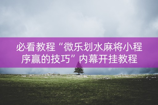 必看教程“微乐划水麻将小程序赢的技巧”内幕开挂教程