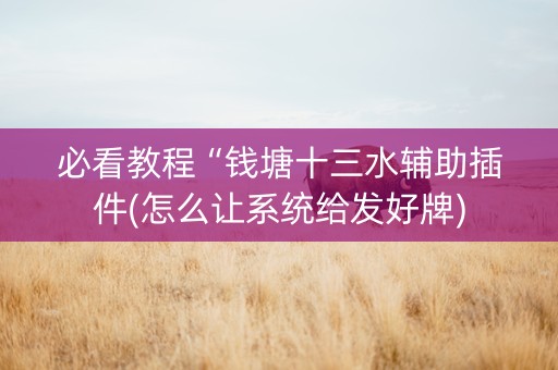 必看教程“钱塘十三水辅助插件(怎么让系统给发好牌)
