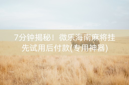 7分钟揭秘！微乐海南麻将挂先试用后付款(专用神器)