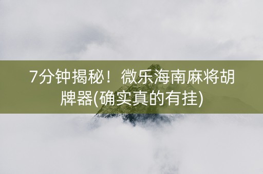 7分钟揭秘！微乐海南麻将胡牌器(确实真的有挂)