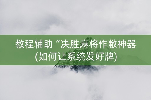 教程辅助“决胜麻将作敝神器(如何让系统发好牌)