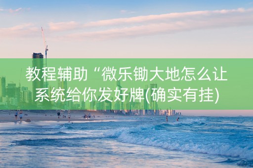 教程辅助“微乐锄大地怎么让系统给你发好牌(确实有挂)