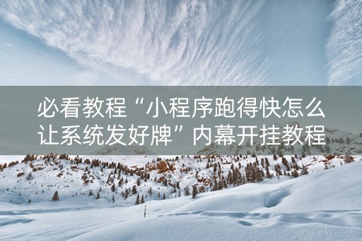 必看教程“小程序跑得快怎么让系统发好牌”内幕开挂教程