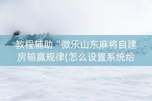 教程辅助“微乐山东麻将自建房输赢规律(怎么设置系统给你好牌)
