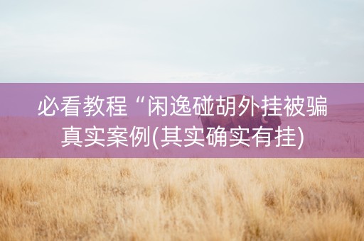 必看教程“闲逸碰胡外挂被骗真实案例(其实确实有挂)