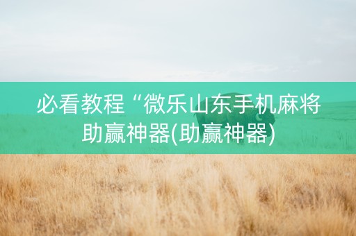 必看教程“微乐山东手机麻将助赢神器(助赢神器)