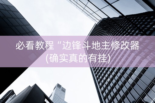 必看教程“边锋斗地主修改器(确实真的有挂)