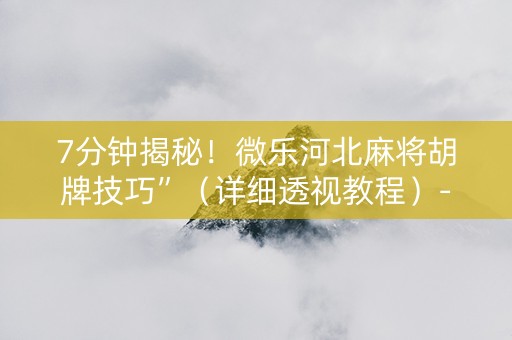 7分钟揭秘！微乐河北麻将胡牌技巧”（详细透视教程）-哔哩哔哩
