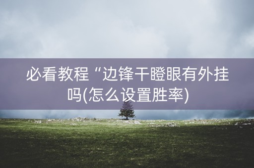 必看教程“边锋干瞪眼有外挂吗(怎么设置胜率)
