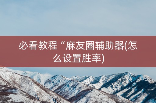 必看教程“麻友圈辅助器(怎么设置胜率)