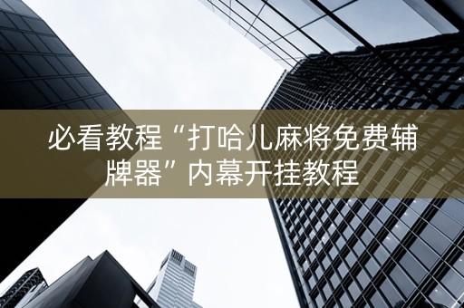 必看教程“打哈儿麻将免费辅牌器”内幕开挂教程