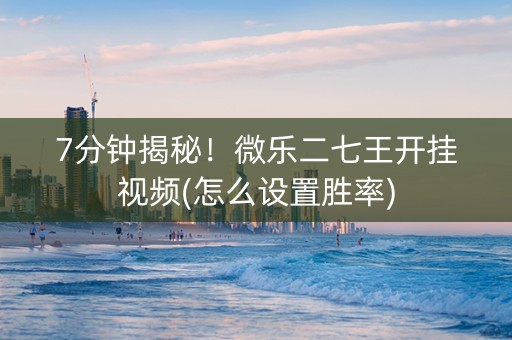 7分钟揭秘！微乐二七王开挂视频(怎么设置胜率)