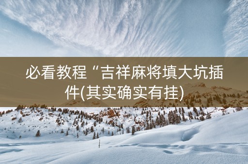 必看教程“吉祥麻将填大坑插件(其实确实有挂)