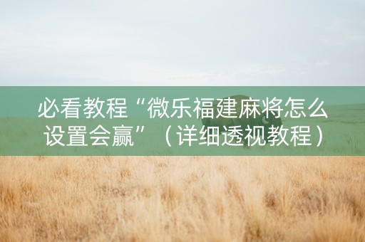 必看教程“微乐福建麻将怎么设置会赢”（详细透视教程）-哔哩哔哩