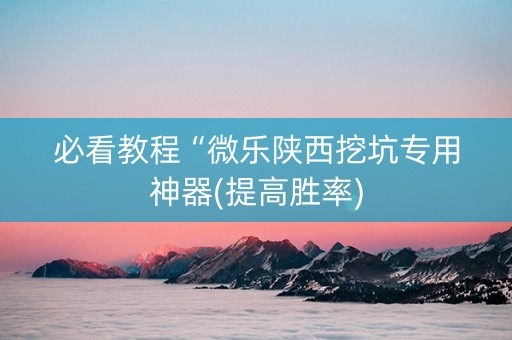 必看教程“微乐陕西挖坑专用神器(提高胜率)