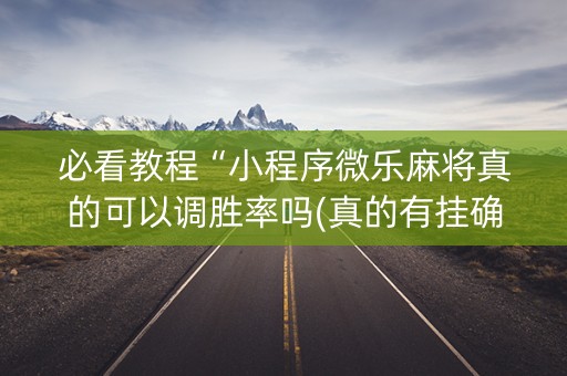 必看教程“小程序微乐麻将真的可以调胜率吗(真的有挂确实有挂)