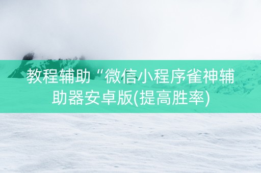 教程辅助“微信小程序雀神辅助器安卓版(提高胜率)