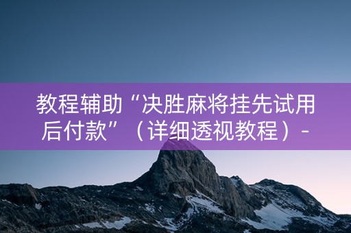 教程辅助“决胜麻将挂先试用后付款”（详细透视教程）-哔哩哔哩