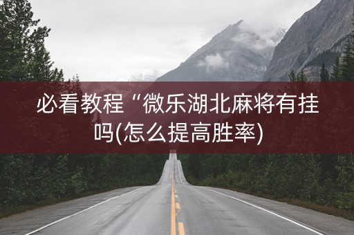 必看教程“微乐湖北麻将有挂吗(怎么提高胜率)