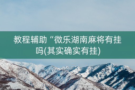 教程辅助“微乐湖南麻将有挂吗(其实确实有挂)