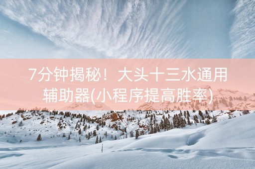 7分钟揭秘！大头十三水通用辅助器(小程序提高胜率)