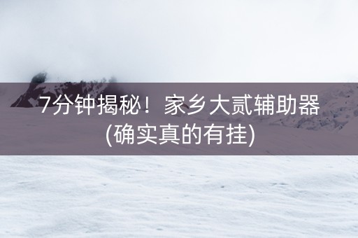 7分钟揭秘！家乡大贰辅助器(确实真的有挂)