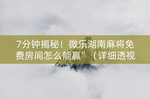7分钟揭秘！微乐湖南麻将免费房间怎么能赢”（详细透视教程）-哔哩哔哩