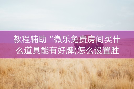 教程辅助“微乐免费房间买什么道具能有好牌(怎么设置胜率)
