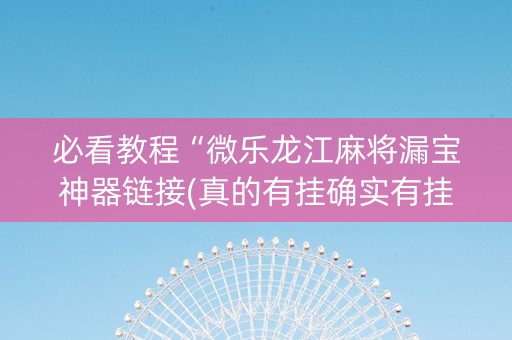 必看教程“微乐龙江麻将漏宝神器链接(真的有挂确实有挂)