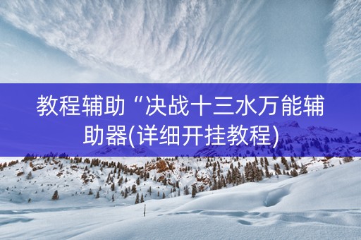教程辅助“决战十三水万能辅助器(详细开挂教程)