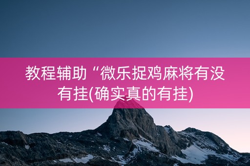教程辅助“微乐捉鸡麻将有没有挂(确实真的有挂)