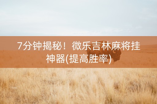 7分钟揭秘！微乐吉林麻将挂神器(提高胜率)