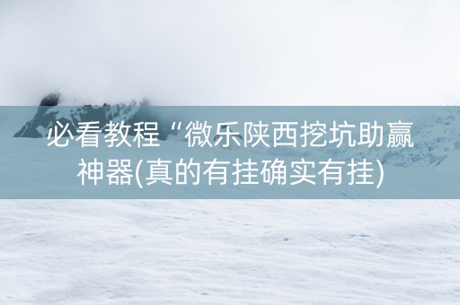 必看教程“微乐陕西挖坑助赢神器(真的有挂确实有挂)