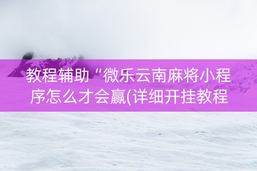 教程辅助“微乐云南麻将小程序怎么才会赢(详细开挂教程)