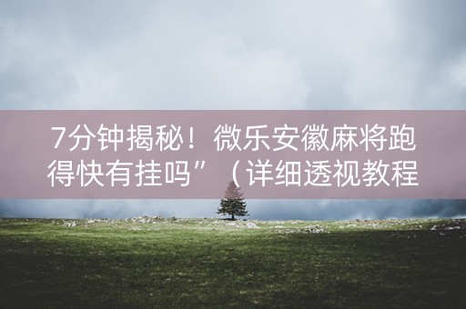 7分钟揭秘！微乐安徽麻将跑得快有挂吗”（详细透视教程）-哔哩哔哩
