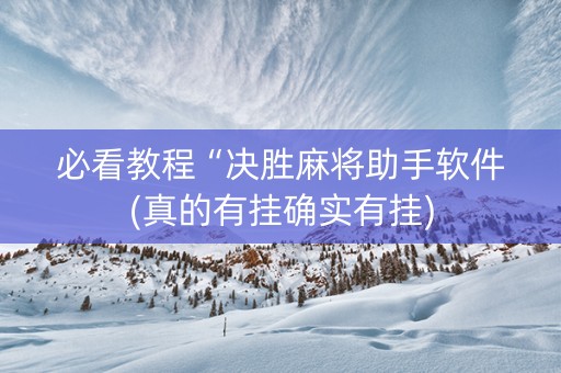 必看教程“决胜麻将助手软件(真的有挂确实有挂)