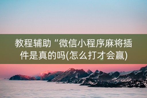 教程辅助“微信小程序麻将插件是真的吗(怎么打才会赢)