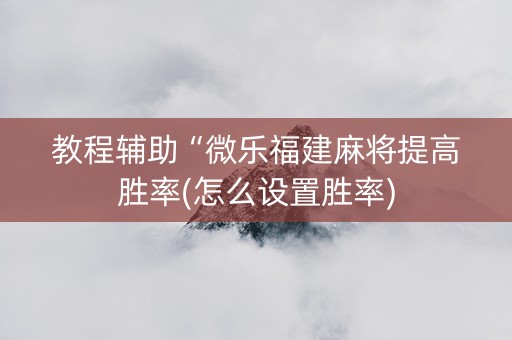 教程辅助“微乐福建麻将提高胜率(怎么设置胜率)