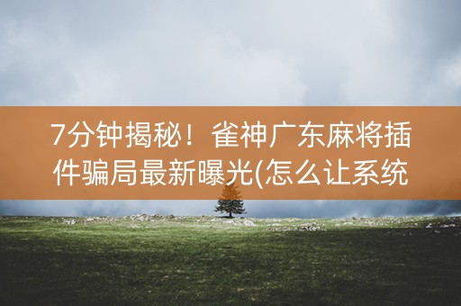 7分钟揭秘！雀神广东麻将插件骗局最新曝光(怎么让系统给发好牌)