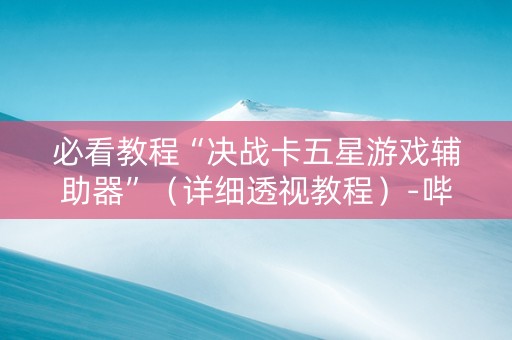 必看教程“决战卡五星游戏辅助器”（详细透视教程）-哔哩哔哩